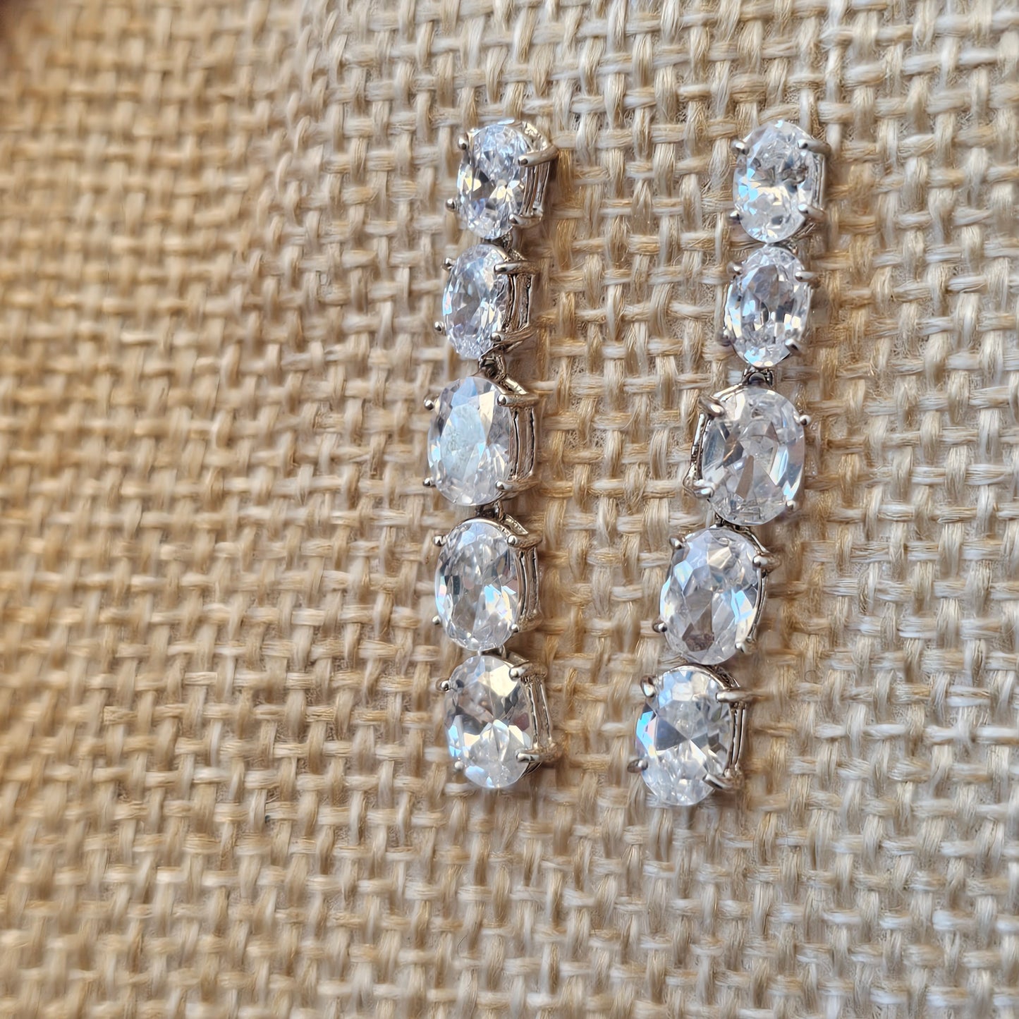 Sterling Silver & Cubic Zirconia Drop Earrings 35mm drop