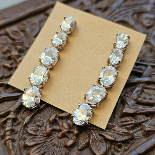 Sterling Silver & Cubic Zirconia Drop Earrings 35mm drop
