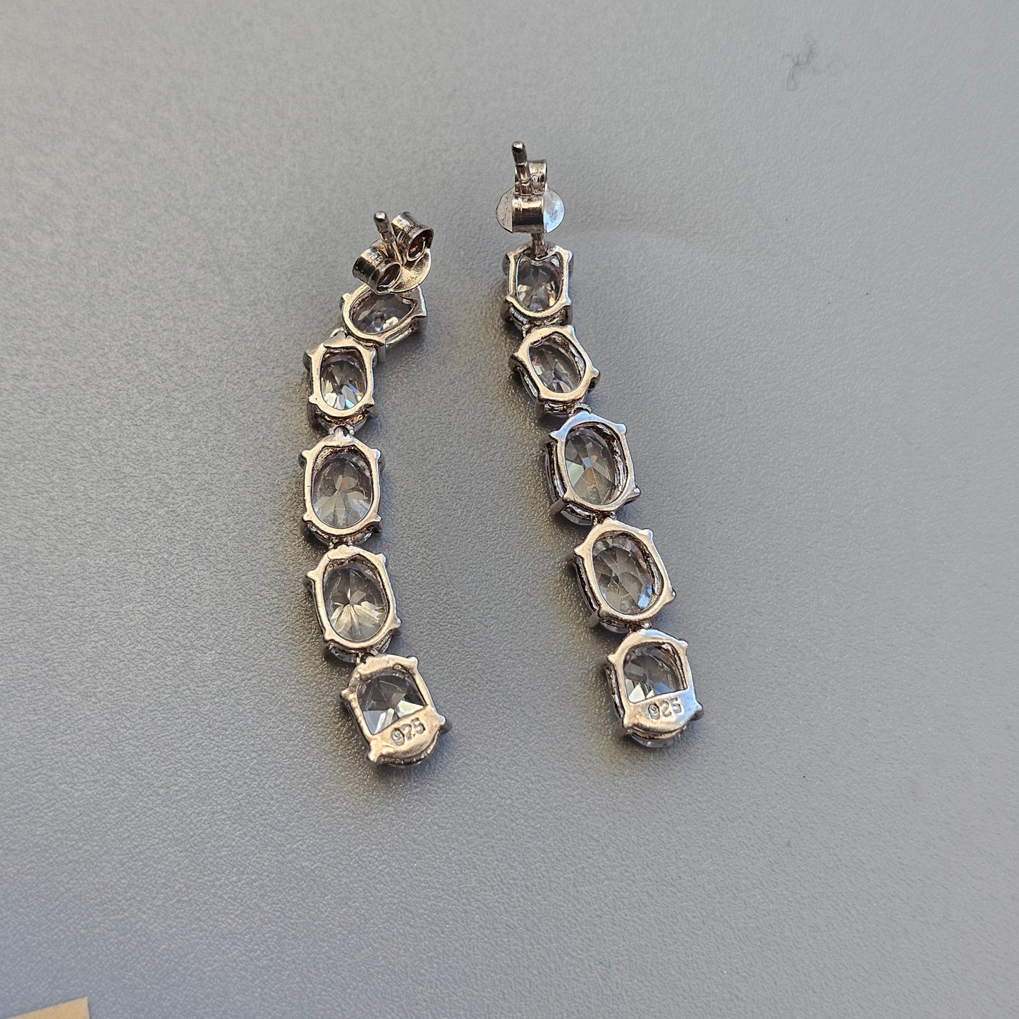 Sterling Silver & Cubic Zirconia Drop Earrings 35mm drop