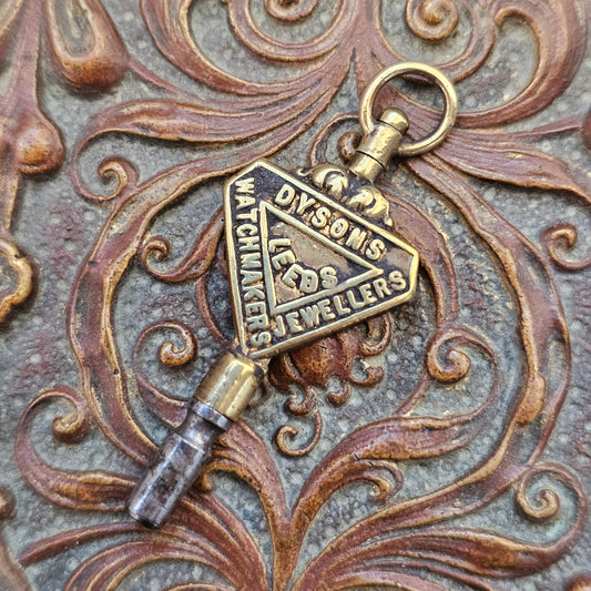 Leeds Dysons Watchmakers Jewellers Antique Advertising Pocket Watch Key