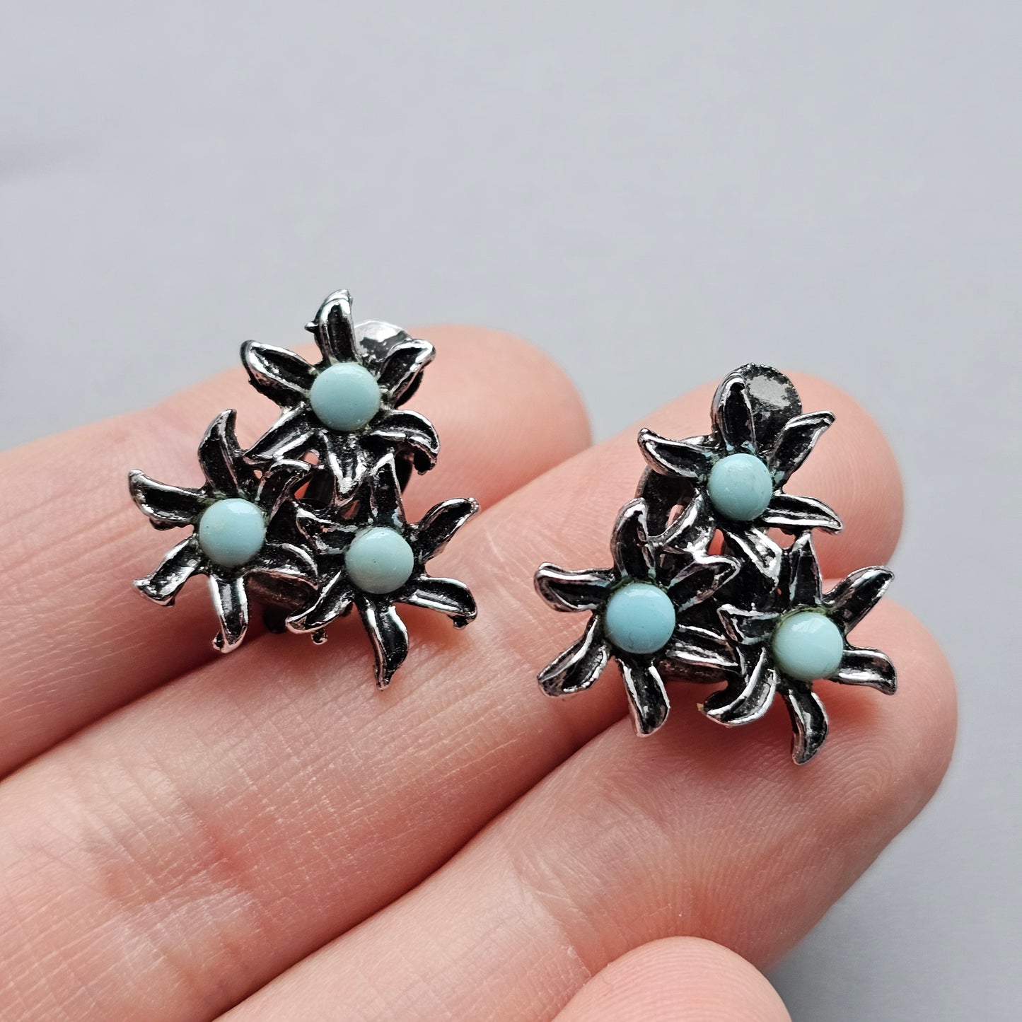 Vintage Flower Clip on Earrings