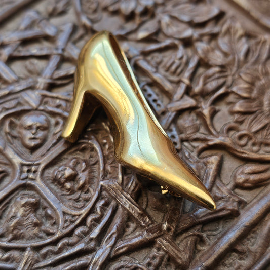 Vintage Gold Tone High Heel Shoe Brooch