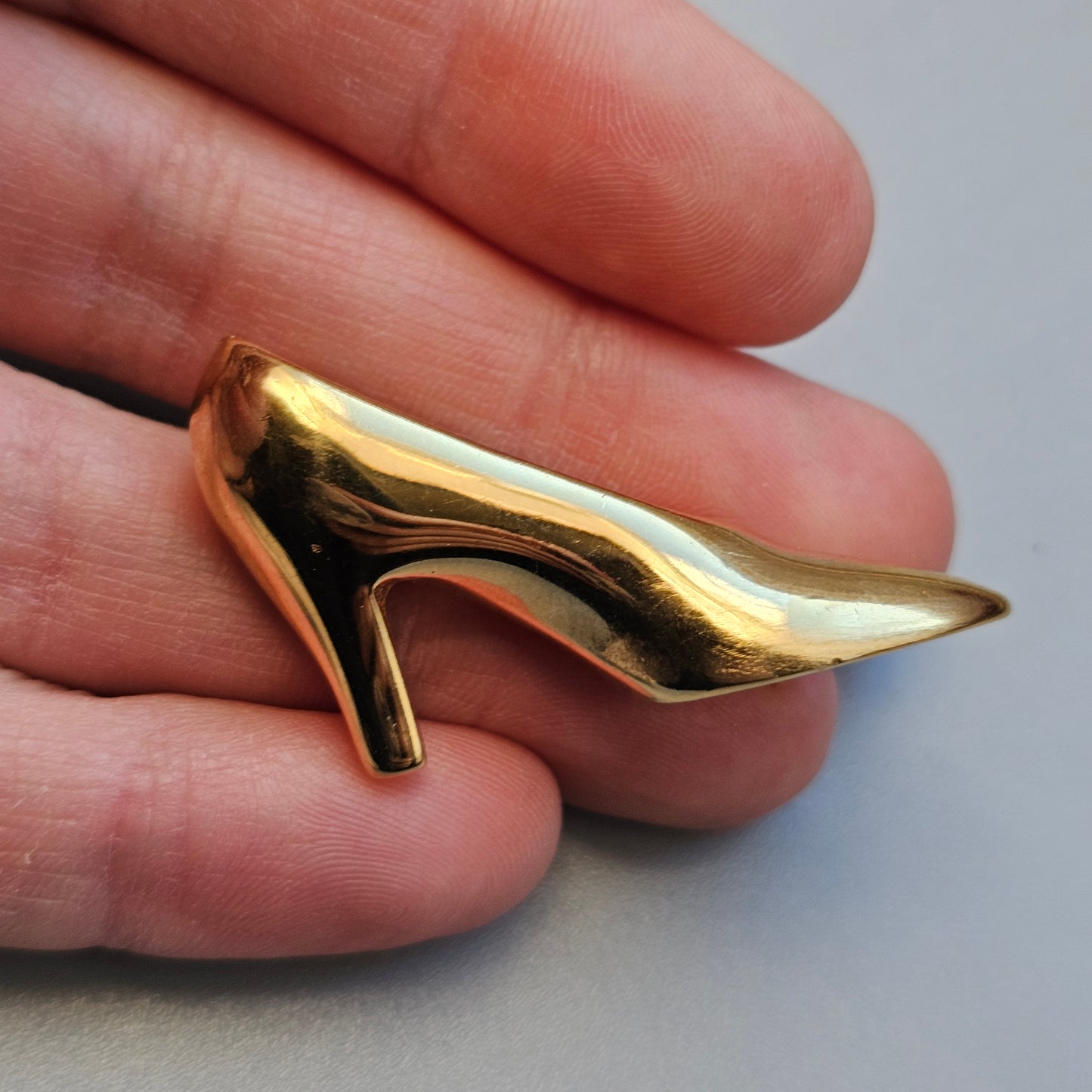 Vintage Gold Tone High Heel Shoe Brooch