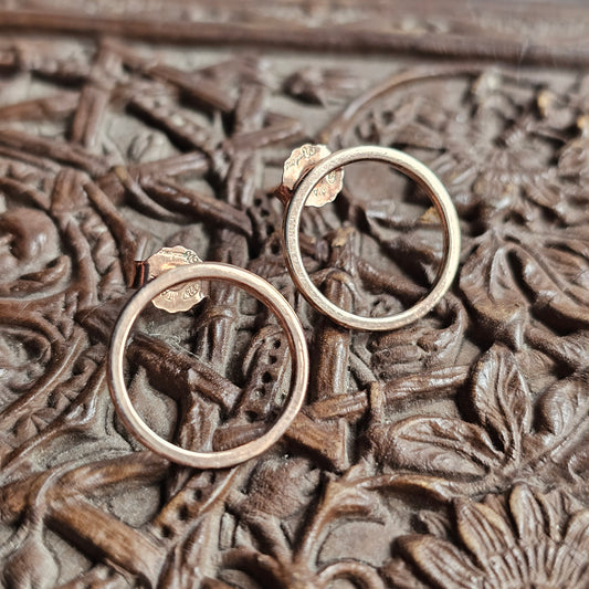 Italian Sterling Silver Circle Stud Earrings by Dyadema Rose Gold Colour