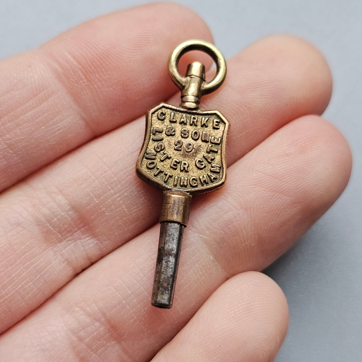 Clarke & Son 29 Lister Gate Nottingham Watchmakers & Jewellers Antique Advertising Pocket Watch Key