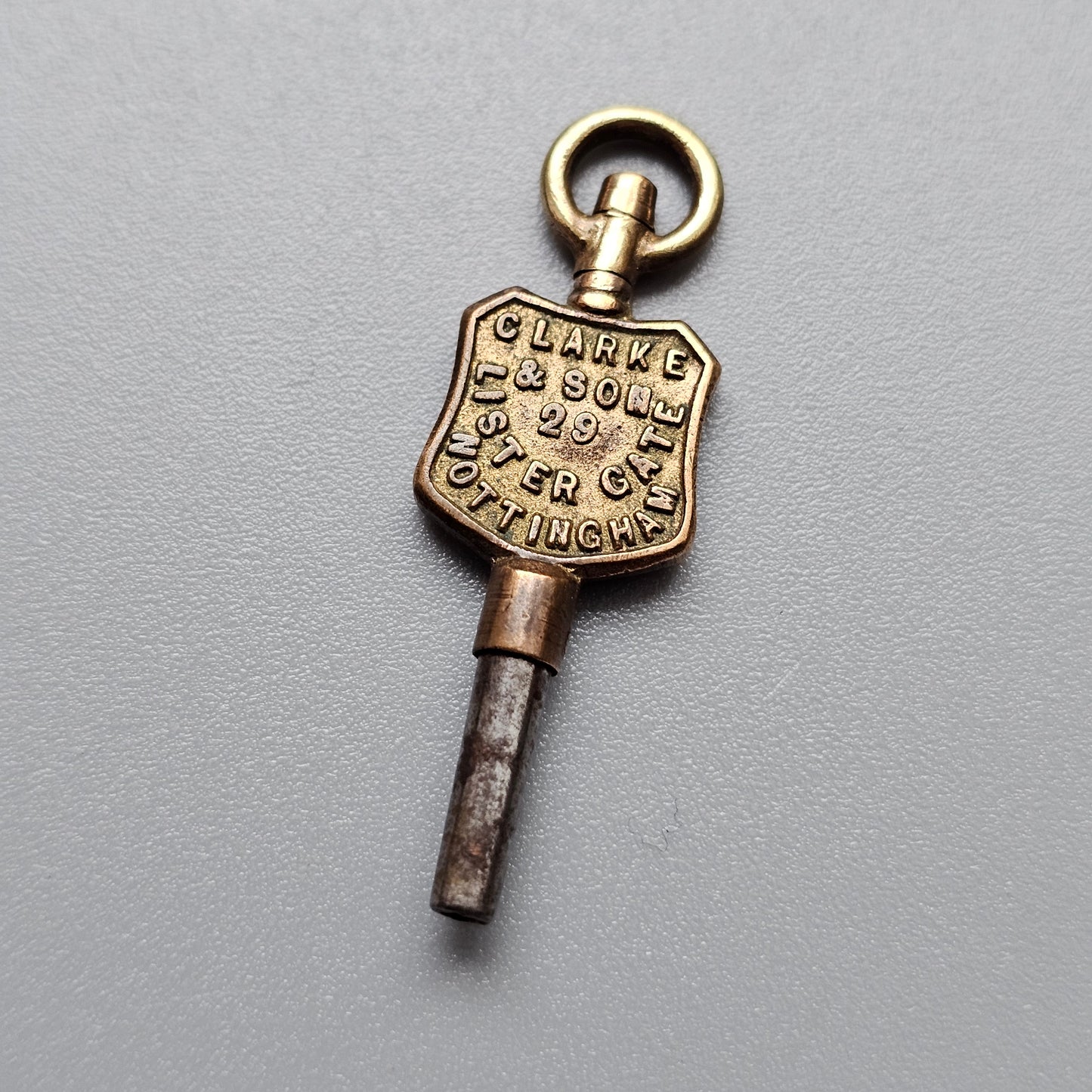 Clarke & Son 29 Lister Gate Nottingham Watchmakers & Jewellers Antique Advertising Pocket Watch Key