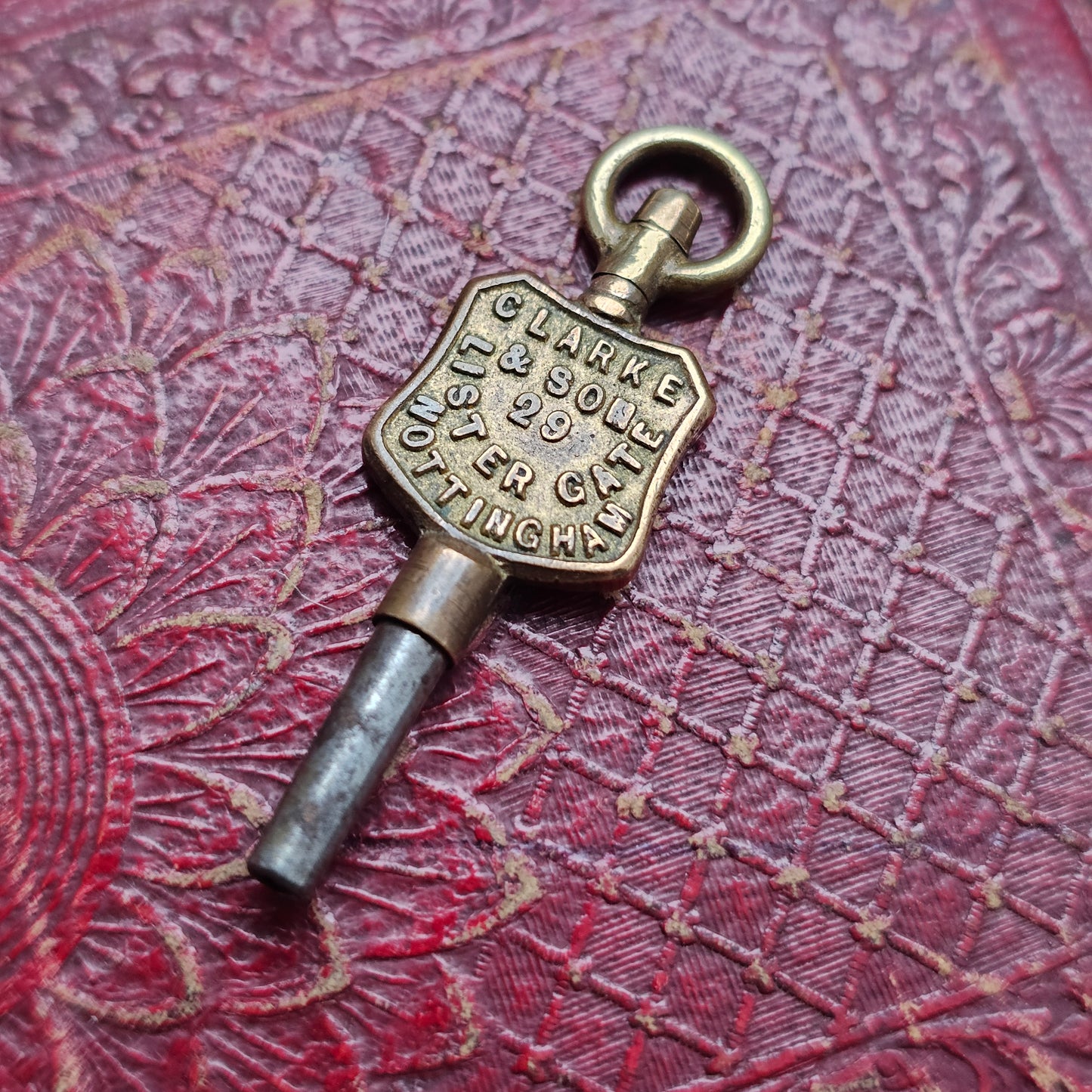 Clarke & Son 29 Lister Gate Nottingham Watchmakers & Jewellers Antique Advertising Pocket Watch Key