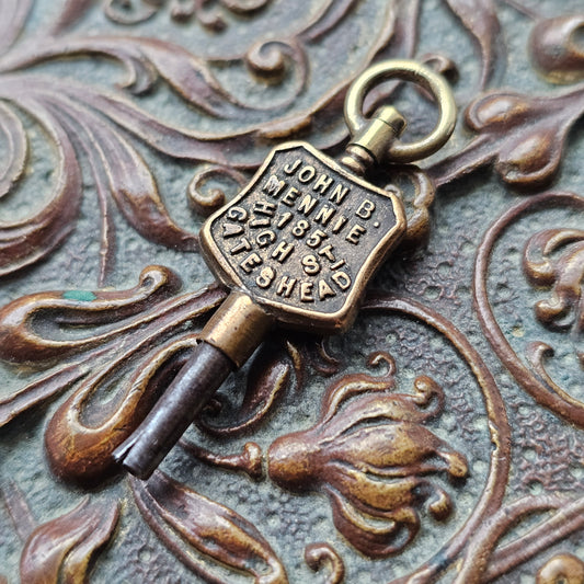 John B Mennie 185 High Street Gateshead Antique Advertising Pocket Watch Key Watch Maker & Jeweller