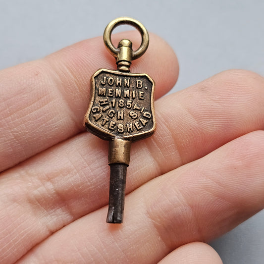 John B Mennie 185 High Street Gateshead Antique Advertising Pocket Watch Key Watch Maker & Jeweller