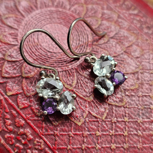 Sterling Silver & Multigem Silver Drop Earrings