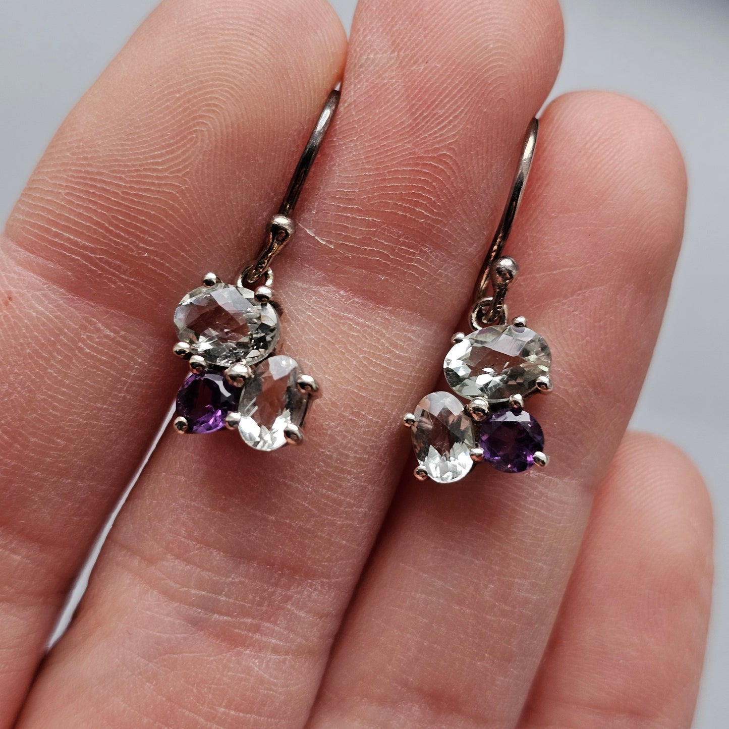 Sterling Silver & Multigem Silver Drop Earrings