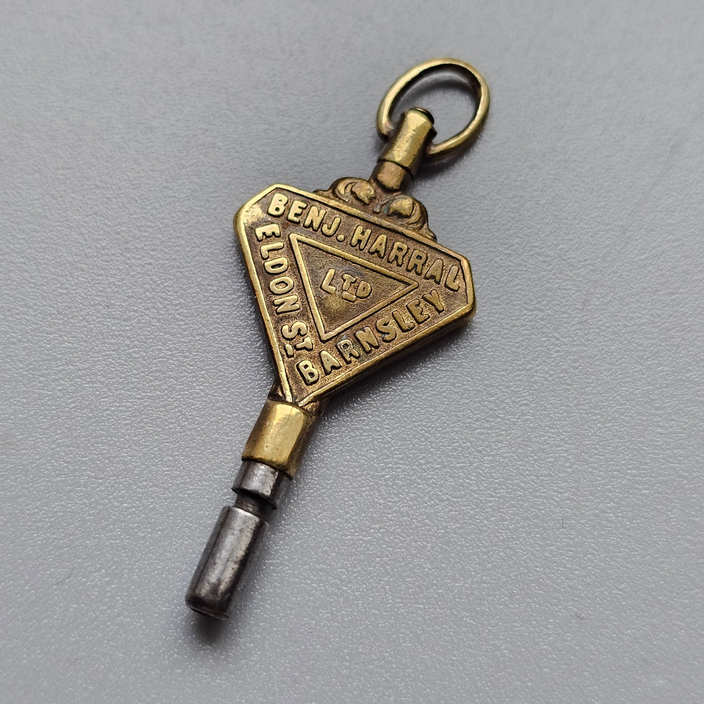 Ben J Harral Ltd Eldon Street Barnsley Watchmaker & Jeweller Antique Advertising Pocket Watch Key