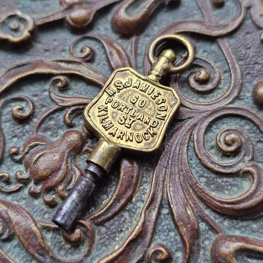 M.S.Jamieson 60 Portland Street Kilmarnock Antique Advertising Pocket Watch Key Watch Maker & Jeweller