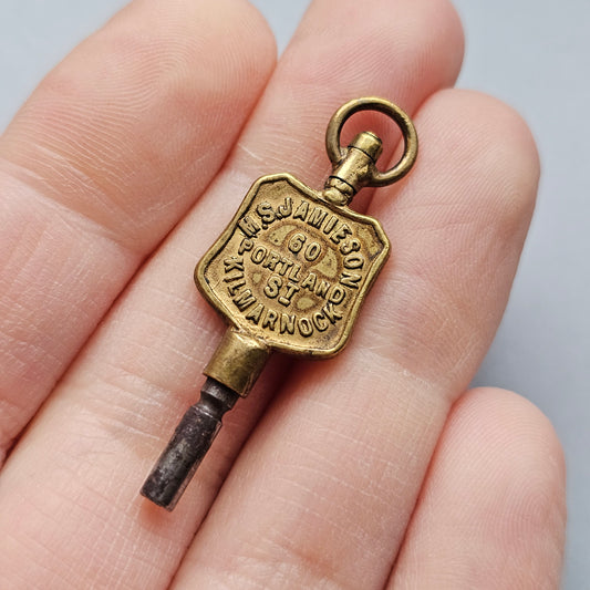 M.S.Jamieson 60 Portland Street Kilmarnock Antique Advertising Pocket Watch Key Watch Maker & Jeweller