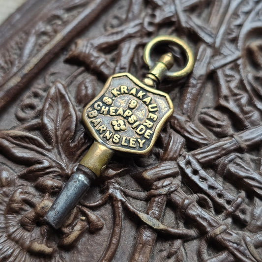 S.Krakauer 9 Cheapside Barnsley Watch Maker and Jeweller Antique Advertising Pocket Watch Key