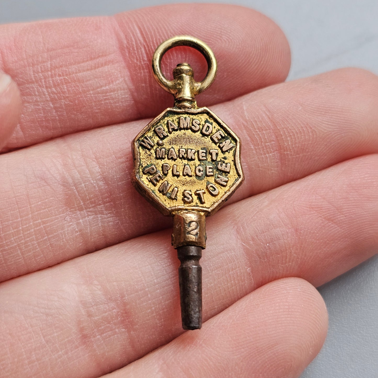 W Ramsden Market Place Penistone Watchmaker Jeweller and Goldsmith Antique Advertising Pocket Watch Key