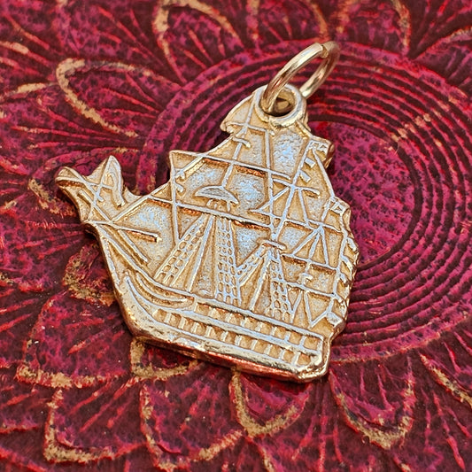 Vintage 1970s HMS Victory Silver Bracelet Charm Pendant 1979