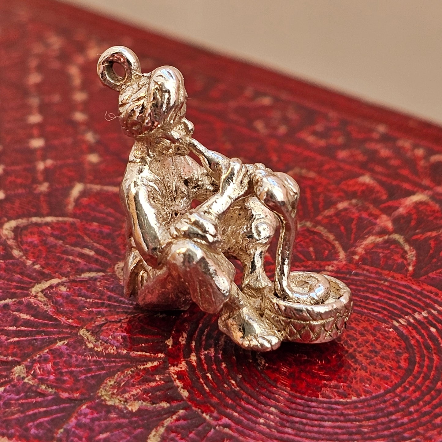 Vintage Silver Snake Charmer Bracelet Charm Pendant