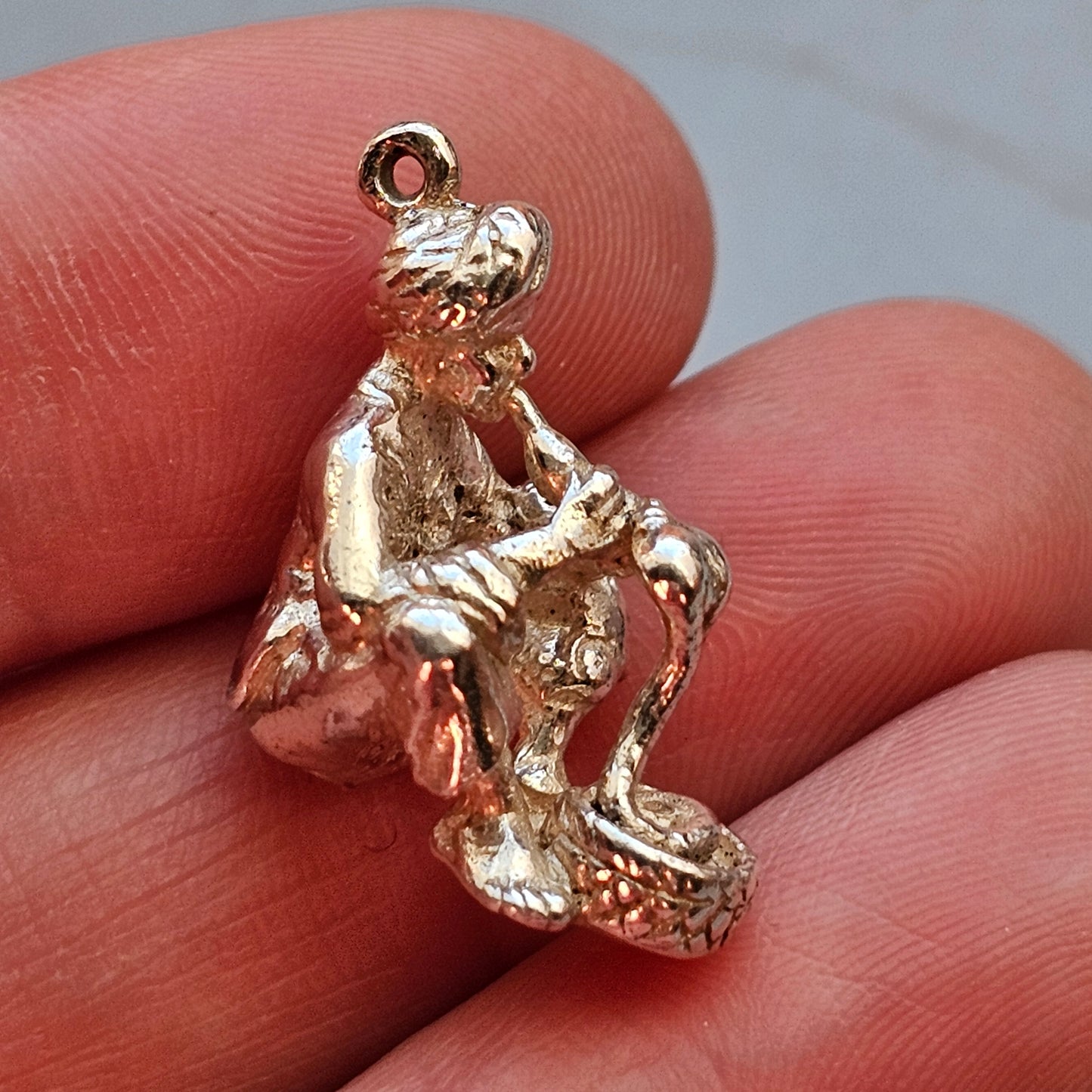Vintage Silver Snake Charmer Bracelet Charm Pendant