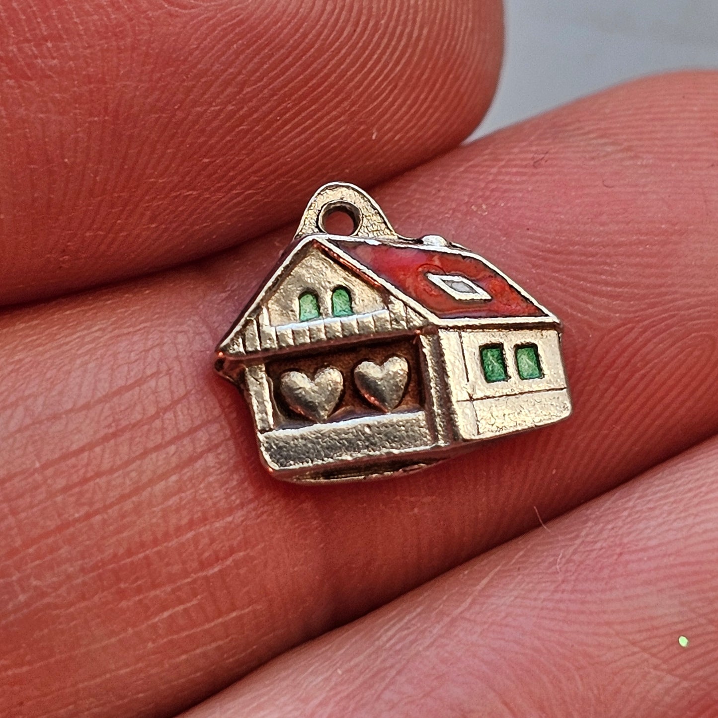 Small Vintage c1950s Silver & Enamel House Bracelet Charm Pendant