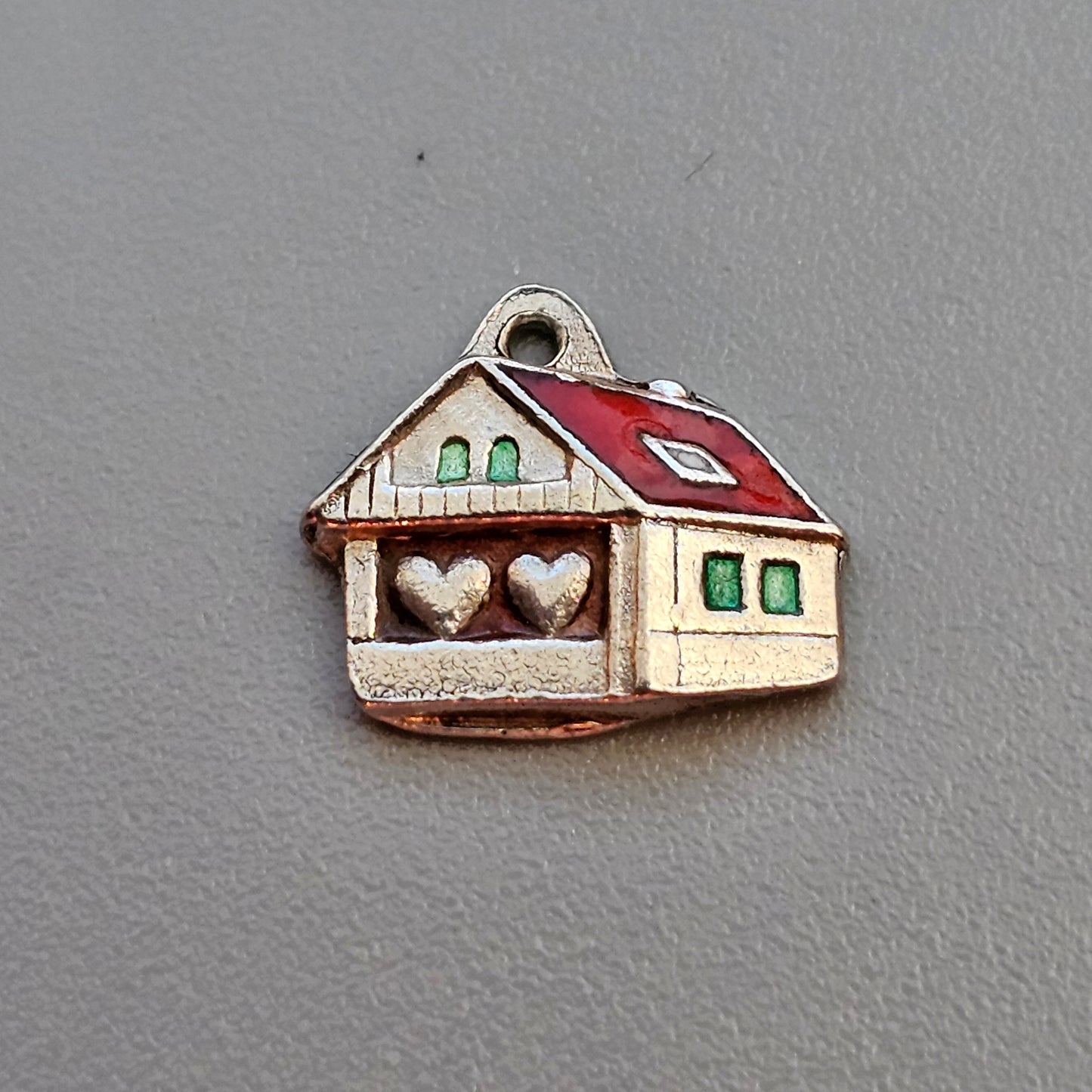 Small Vintage c1950s Silver & Enamel House Bracelet Charm Pendant