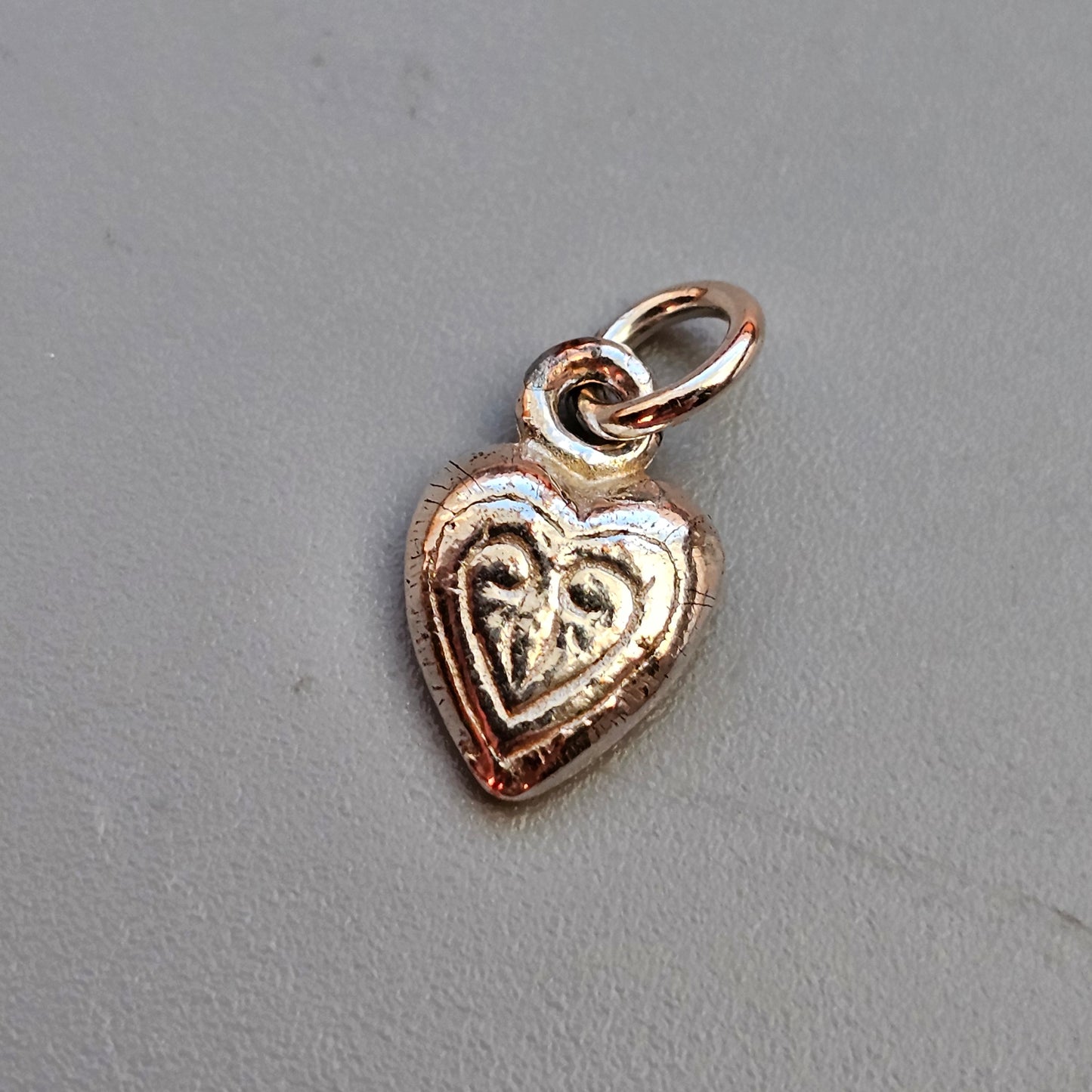 Small Antique Silver Tone Heart Bracelet Charm Pendant