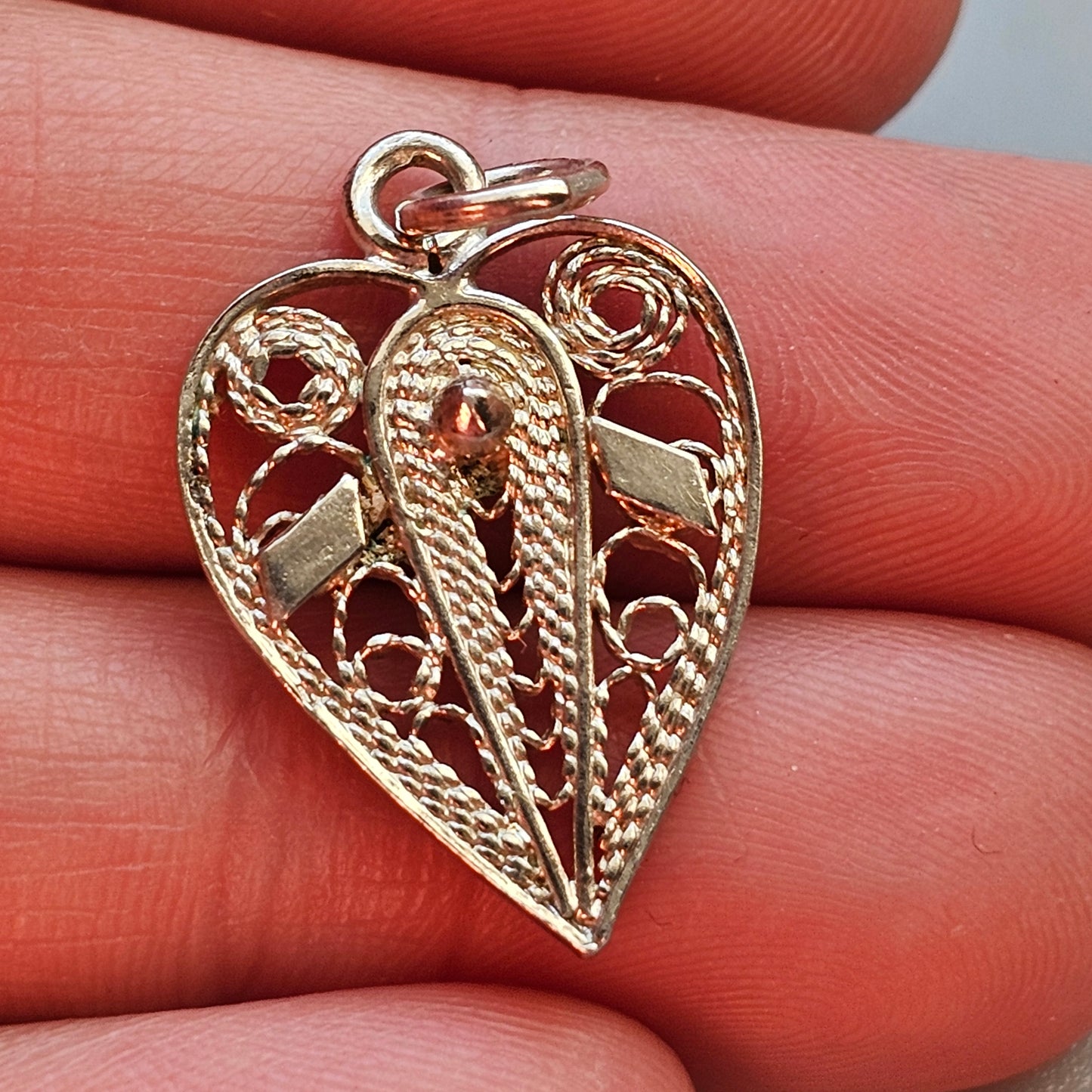 Vintage Silver Filigree Heart Necklace Pendant