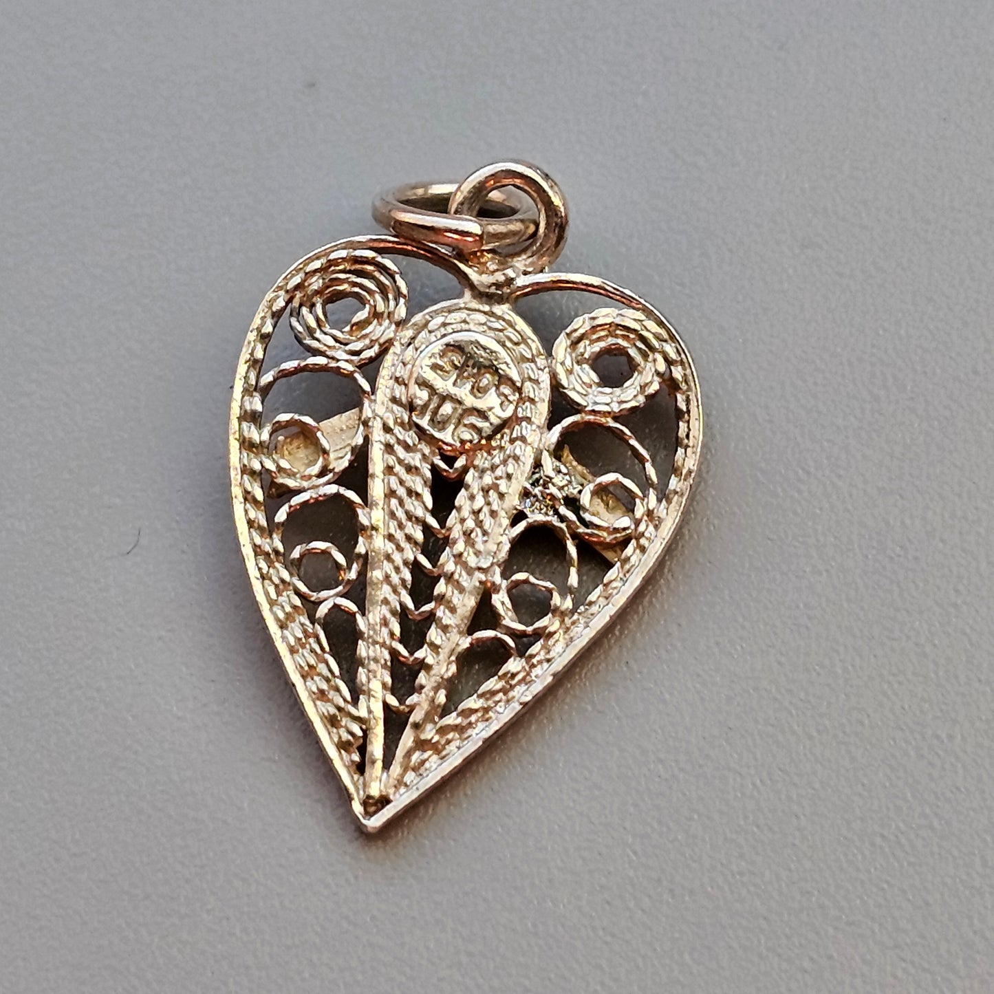 Vintage Silver Filigree Heart Necklace Pendant