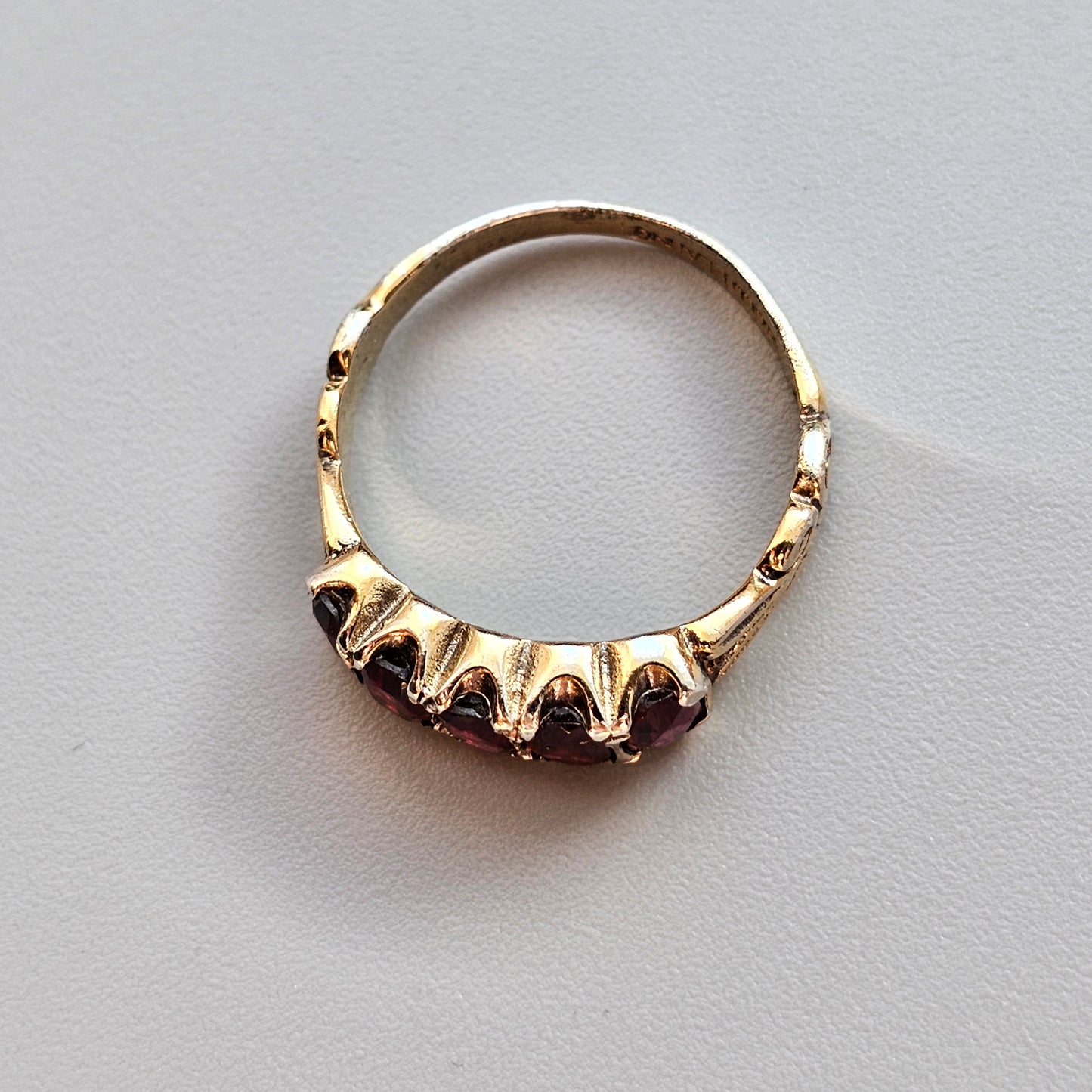 Vintage Antique Style Five Stone Garnet Silver Ring