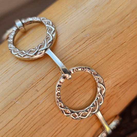 Vintage Scottish Silver Ring Link Bracelet by Malcolm Gray Ortak