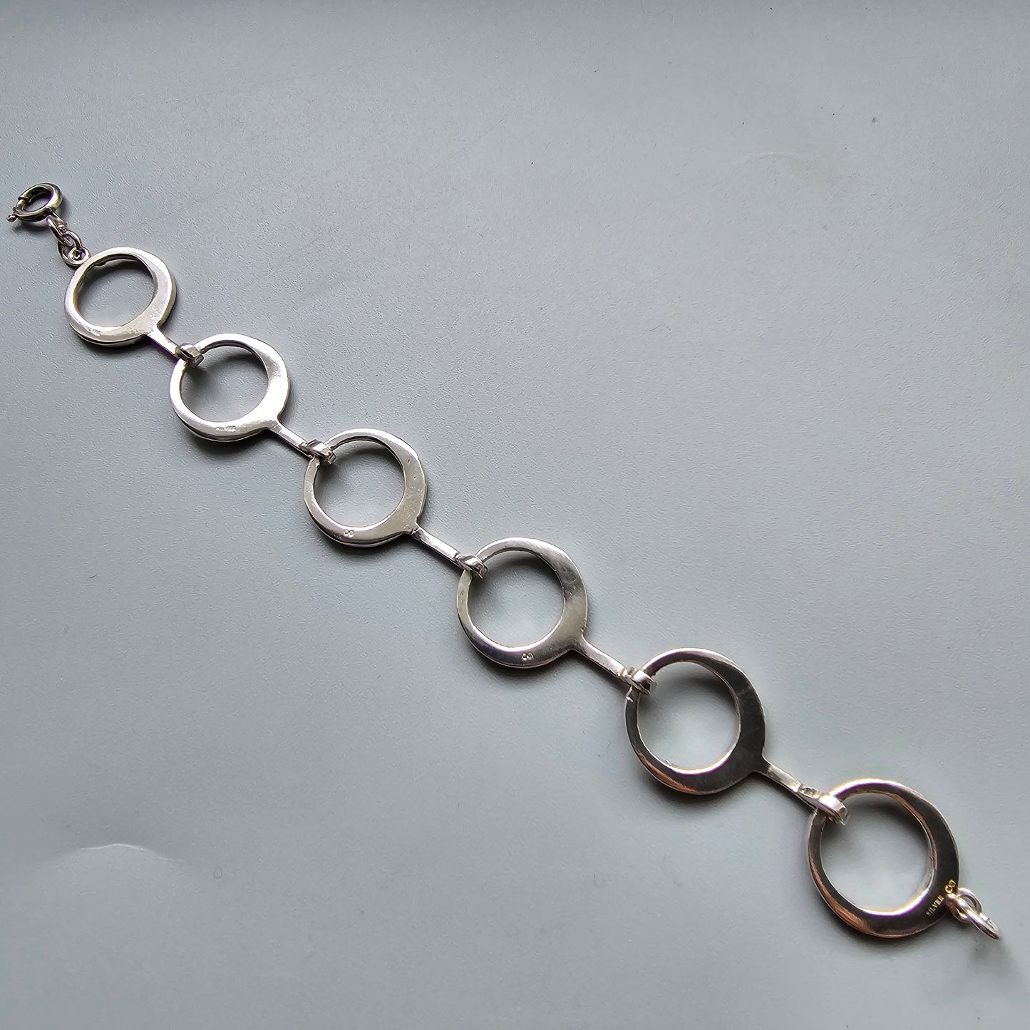 Vintage Scottish Silver Ring Link Bracelet by Malcolm Gray Ortak