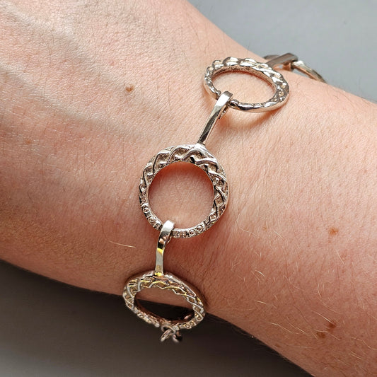 Vintage Scottish Silver Ring Link Bracelet by Malcolm Gray Ortak