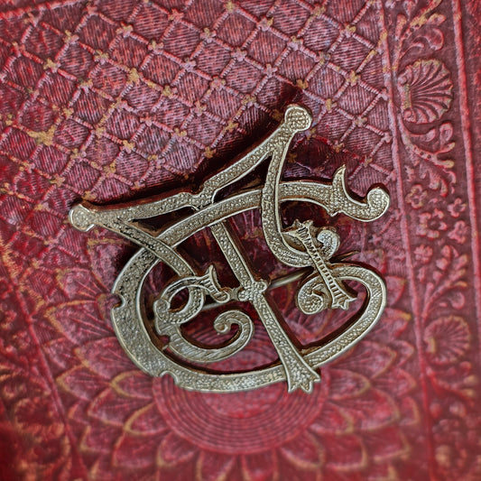 Antique 1920s Irish Silver Monogram Initial Brooch, Art Nouveau Arts & Crafts Style