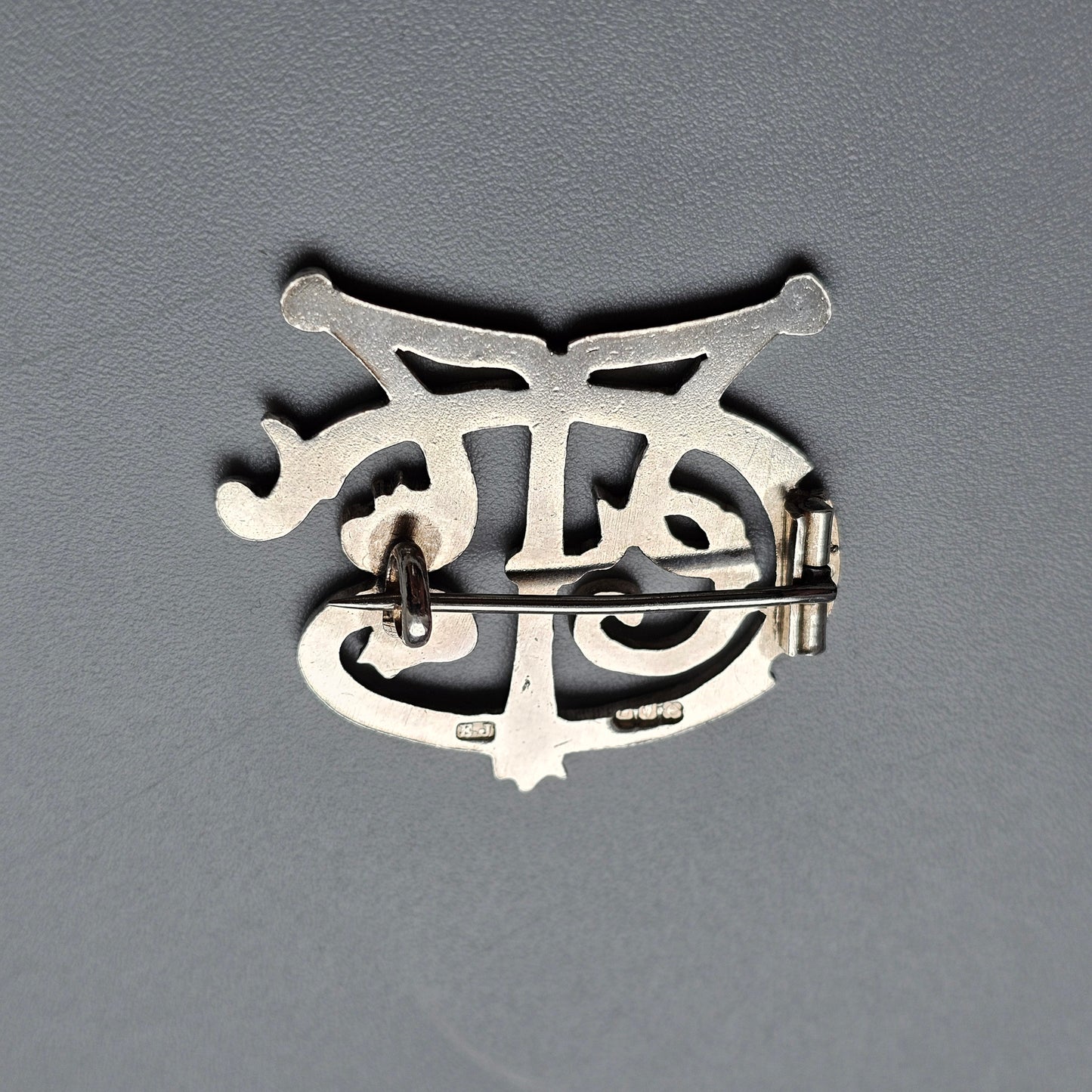 Antique 1920s Irish Silver Monogram Initial Brooch, Art Nouveau Arts & Crafts Style