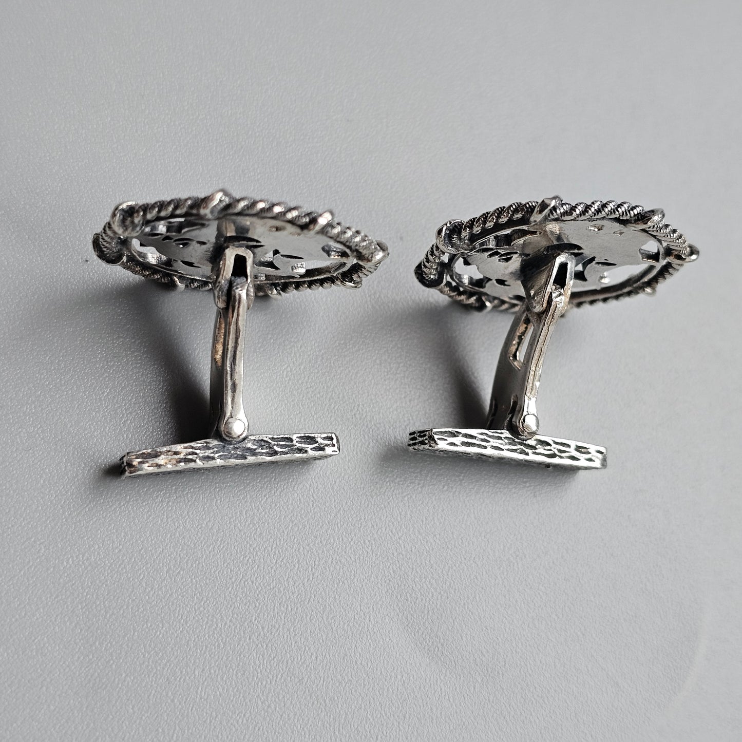 Vintage Portuguese Silver Nautical Galleon Ship Cufflinks