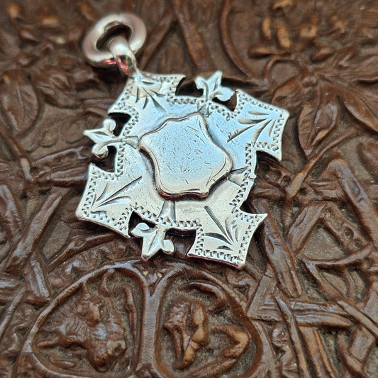 Antique Late Victorian Sterling Silver Pocket Watch Fob / Necklace Pendant 1897