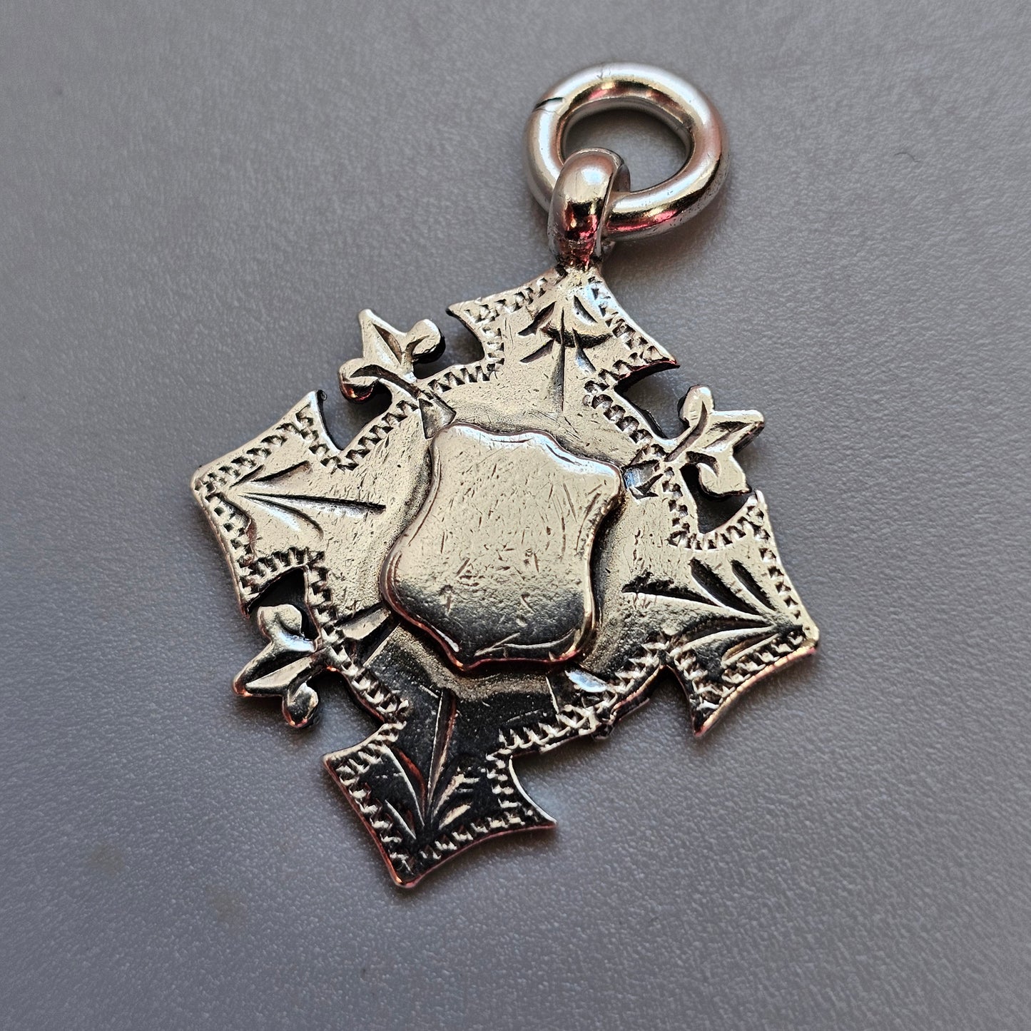 Antique Late Victorian Sterling Silver Pocket Watch Fob / Necklace Pendant 1897