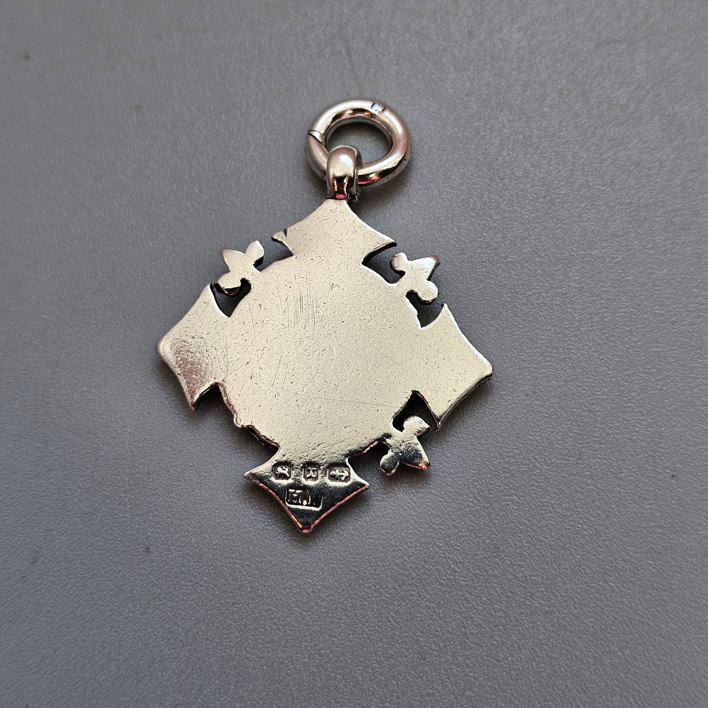 Antique Late Victorian Sterling Silver Pocket Watch Fob / Necklace Pendant 1897