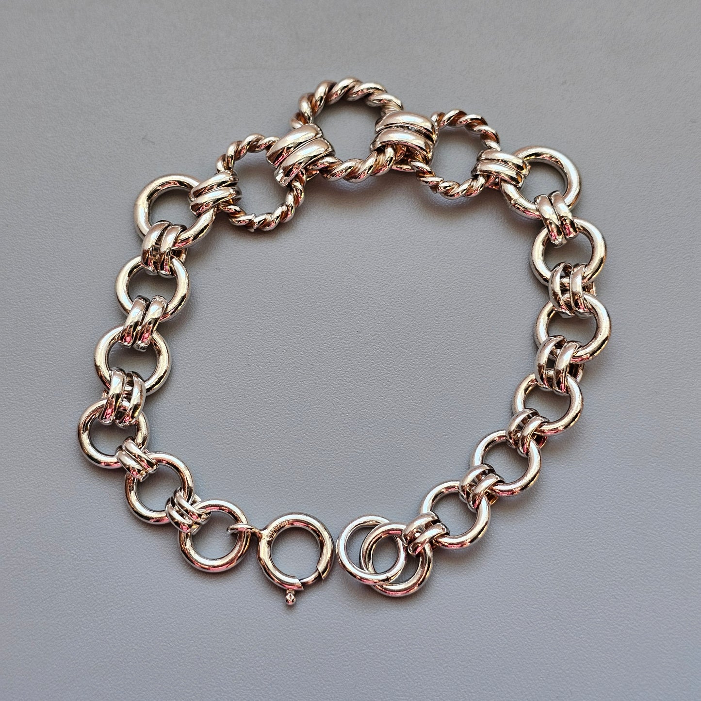 Hallmarked Sterling Silver Fancy Link Bracelet