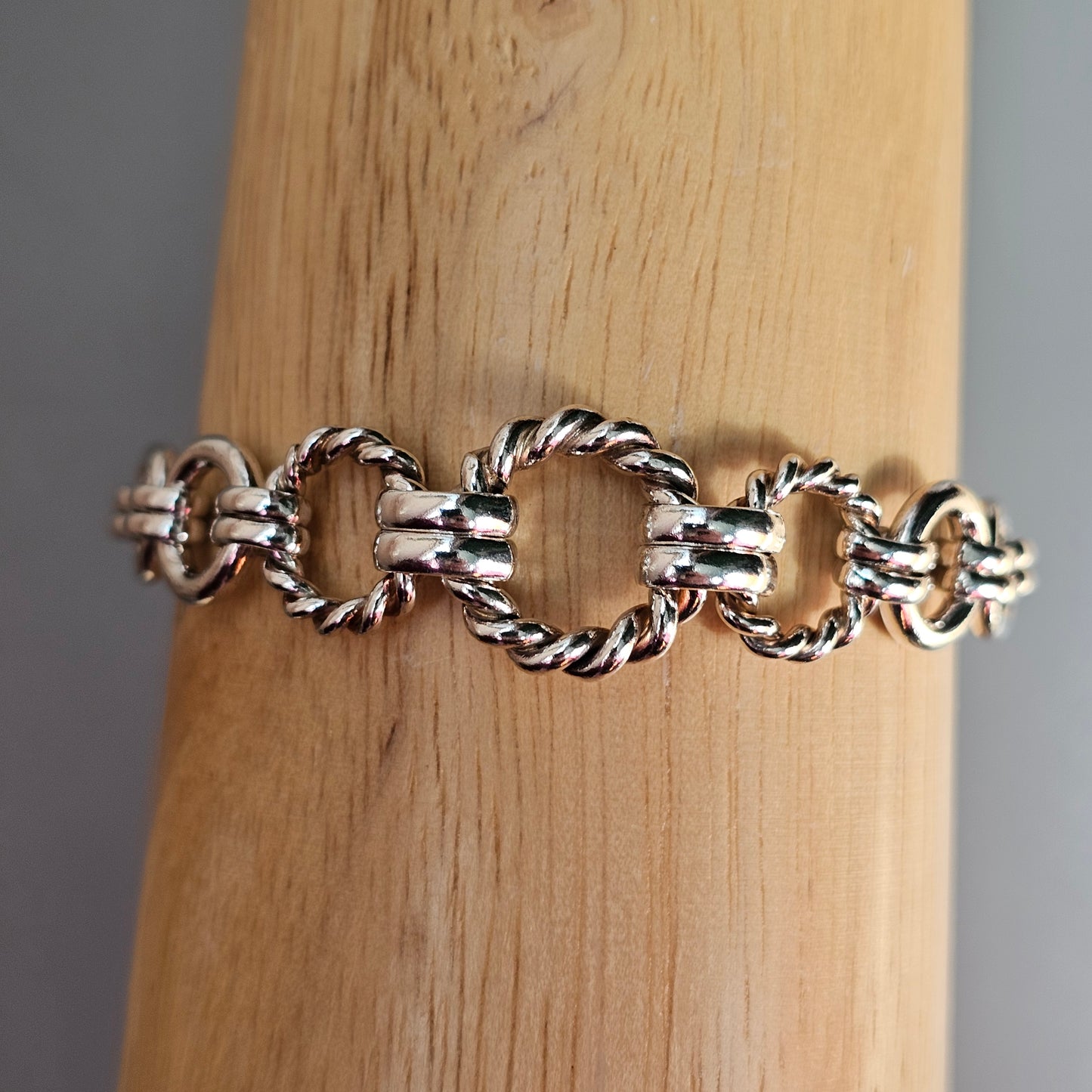 Hallmarked Sterling Silver Fancy Link Bracelet