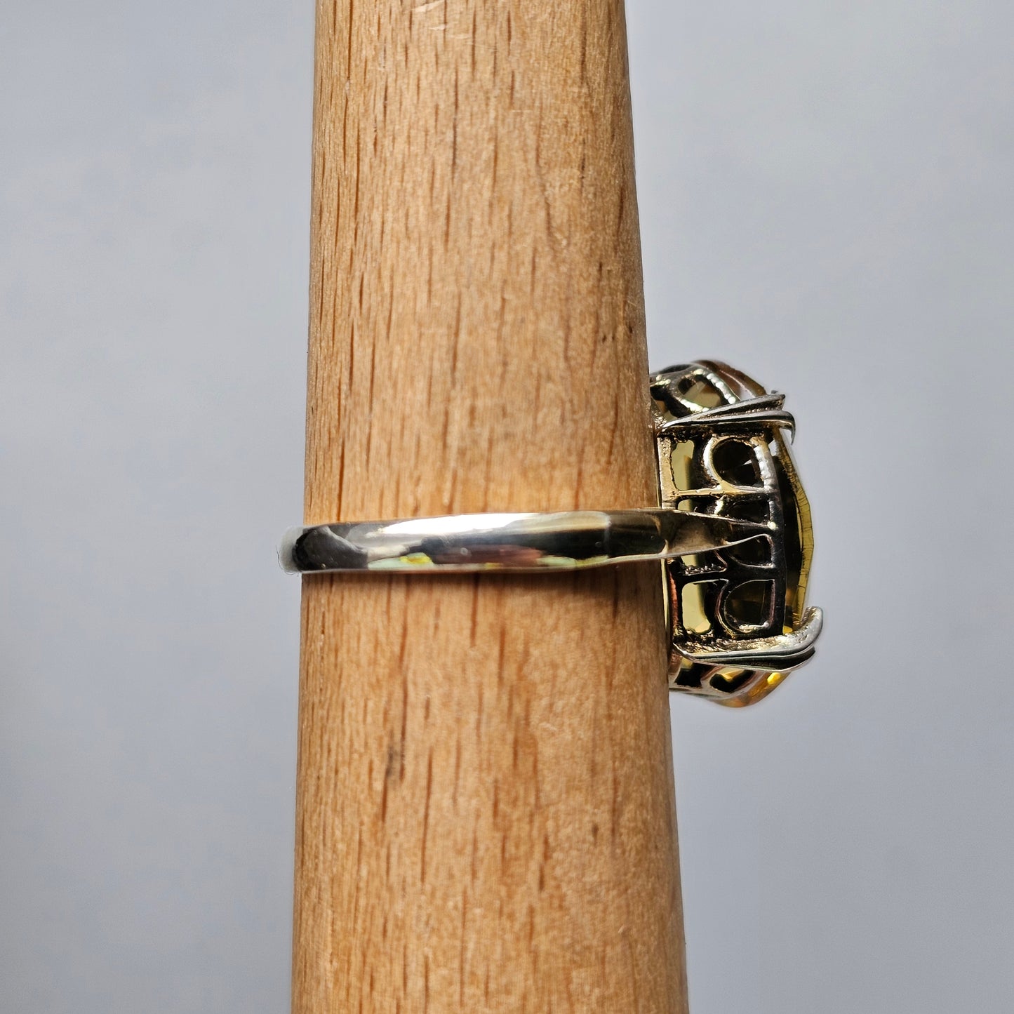 Vintage 1970s Gold Plated Sterling Silver with Citrine Style Glass Cocktail Ring