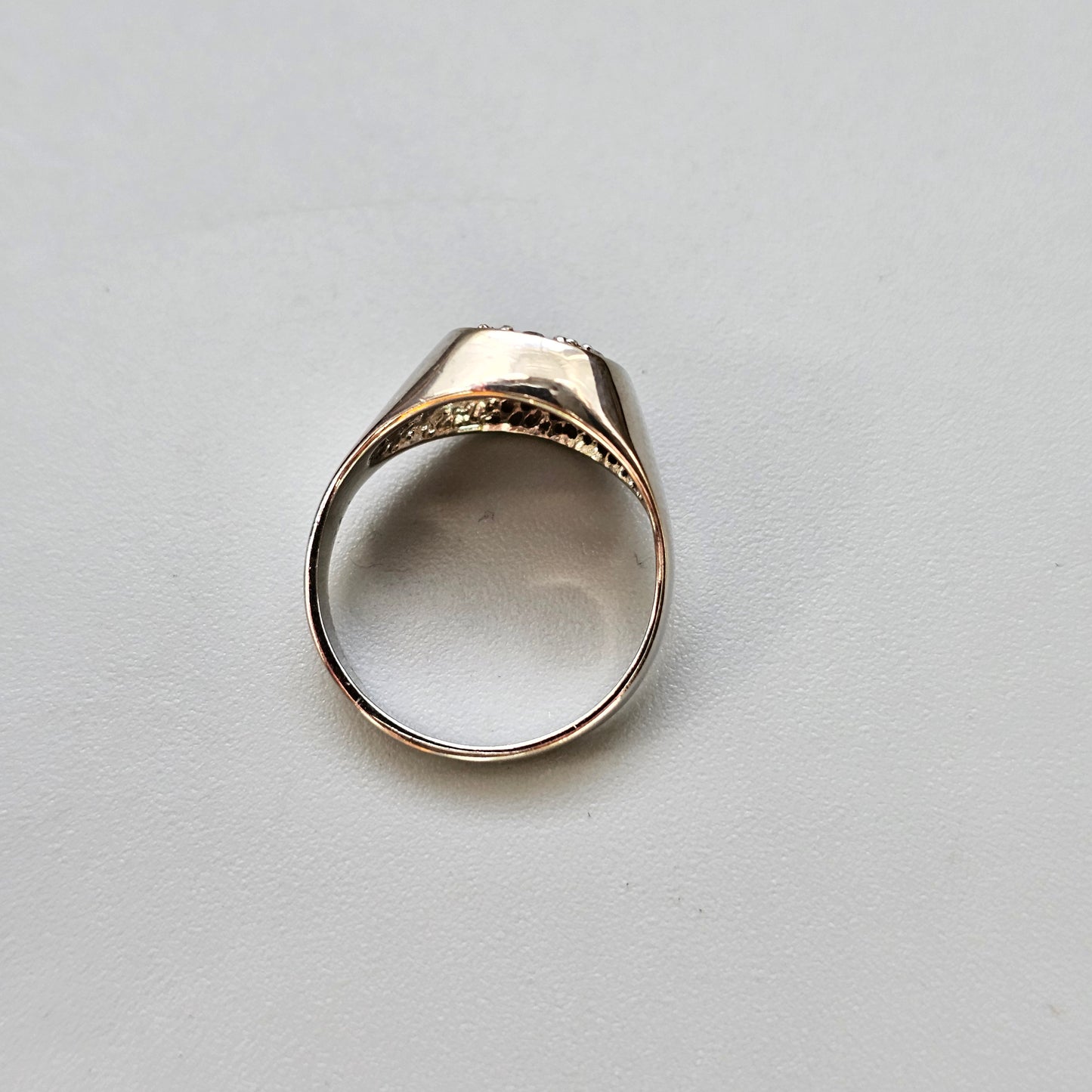 Vintage Silver Signet Style Ring with Glass Crystals