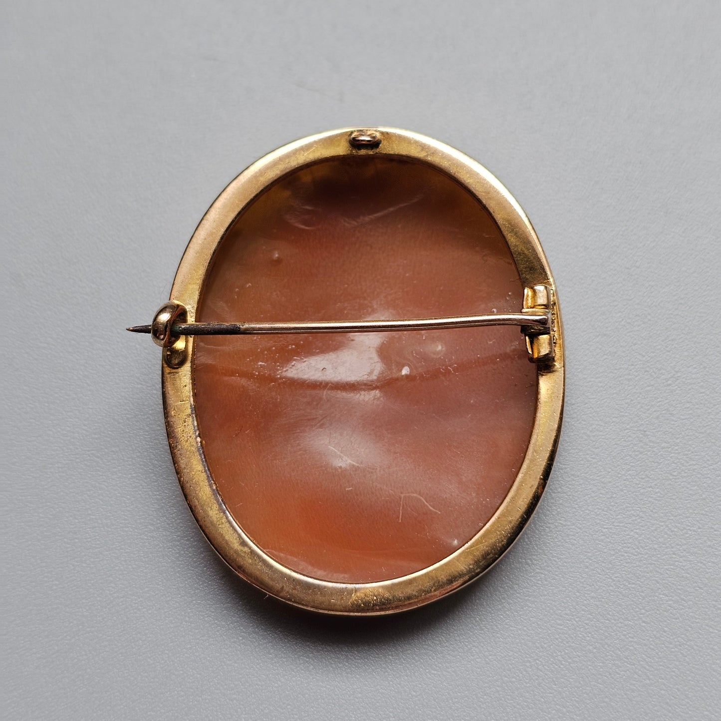 Antique Victorian Shell Cameo Brooch Rebekah at the Well Scenic Landscape Gold Tone Frame