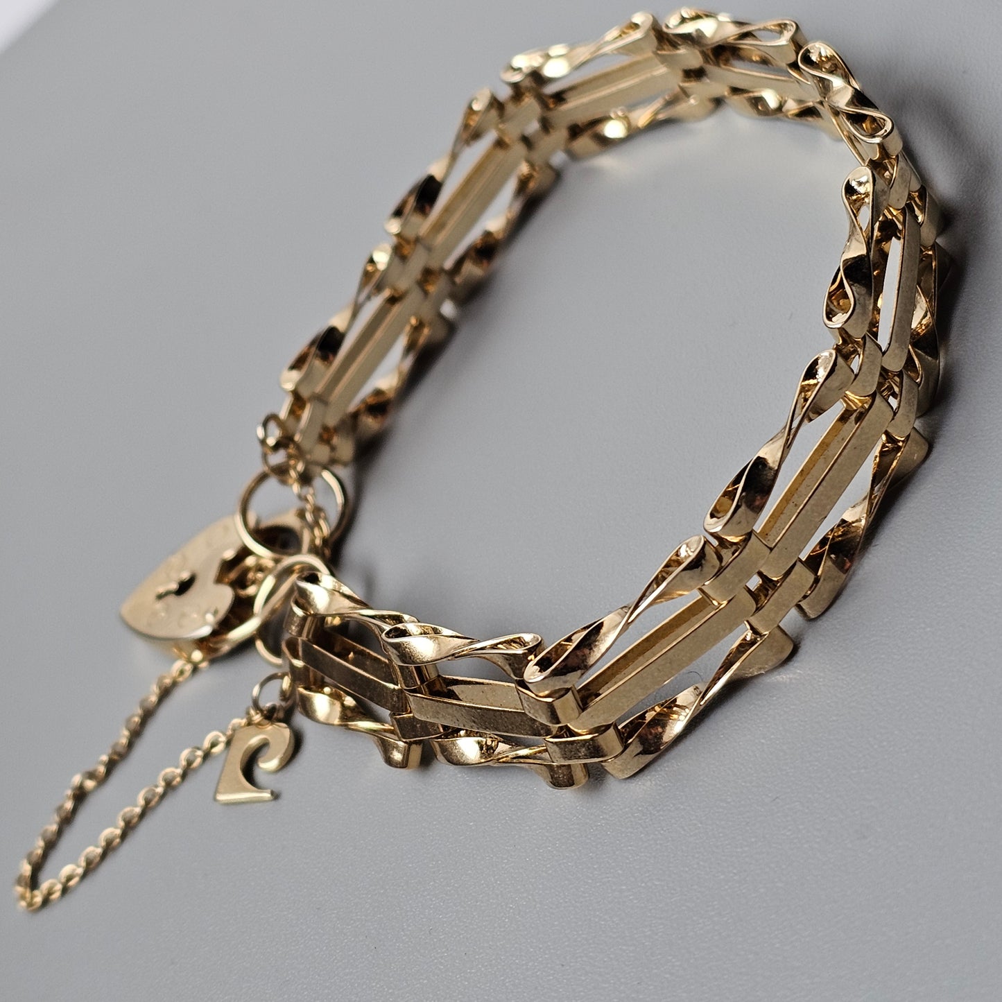 Boxed Vintage Pierre Cardin Gold Tone Heart Lock Gate Bracelet
