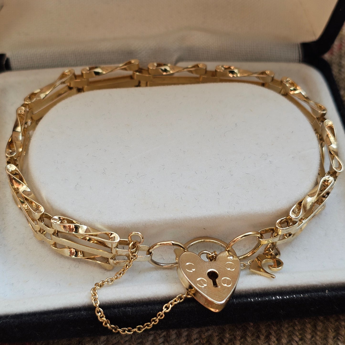 Boxed Vintage Pierre Cardin Gold Tone Heart Lock Gate Bracelet
