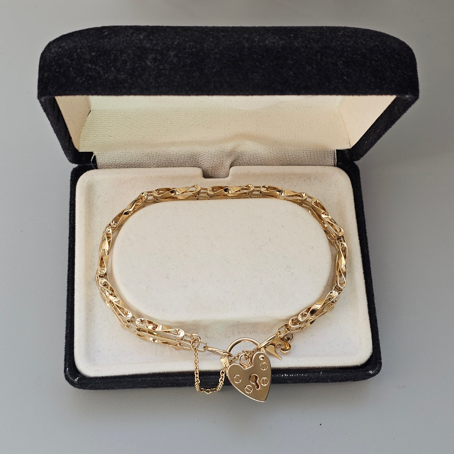 Boxed Vintage Pierre Cardin Gold Tone Heart Lock Gate Bracelet