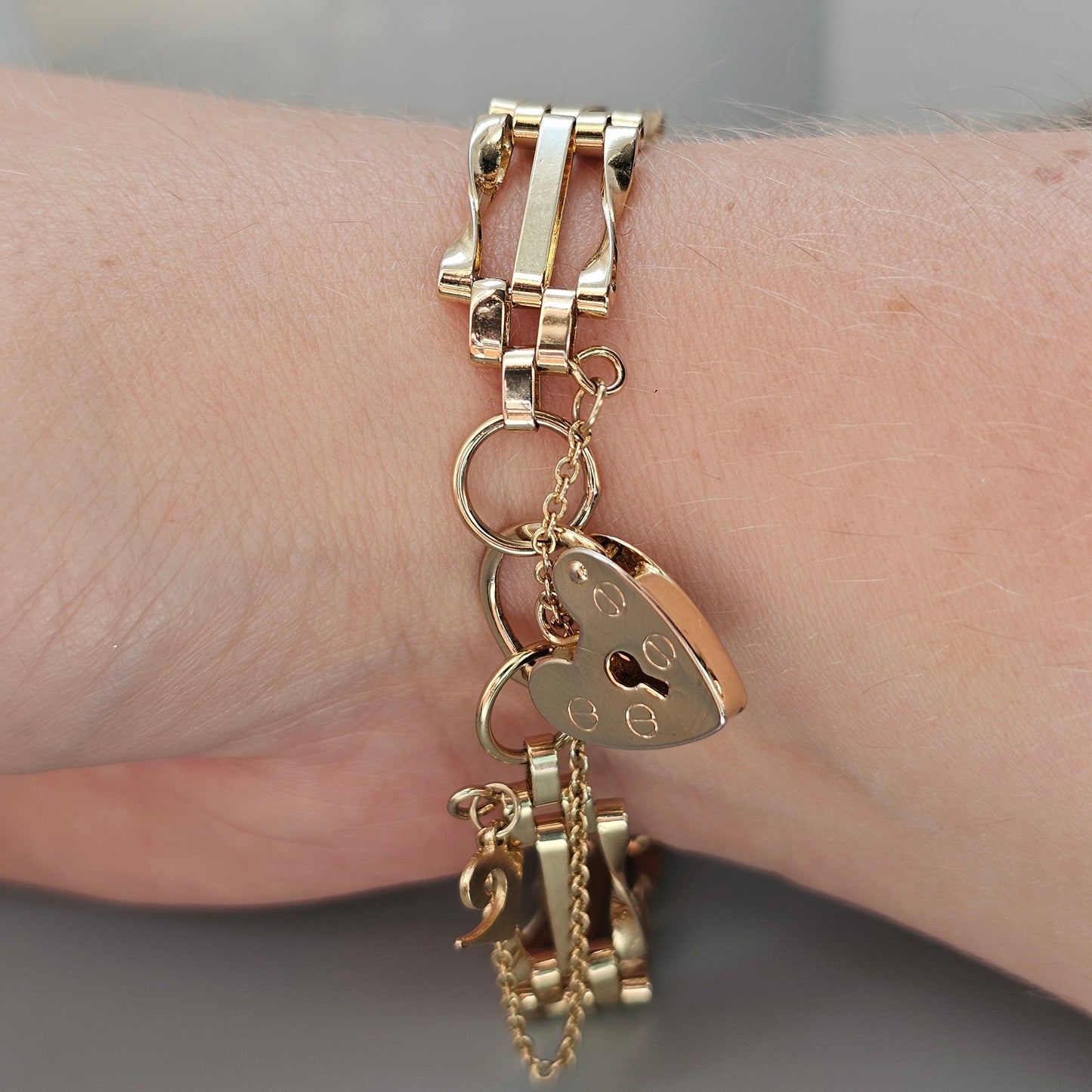 Boxed Vintage Pierre Cardin Gold Tone Heart Lock Gate Bracelet
