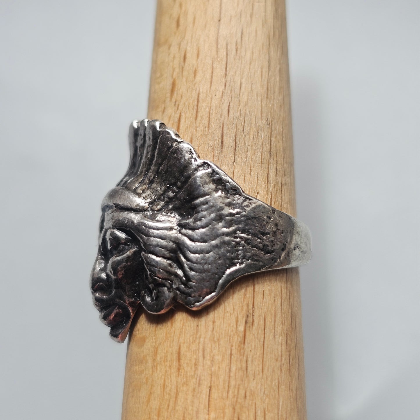 Vintage Sterling Silver Native American Chief Head Ring