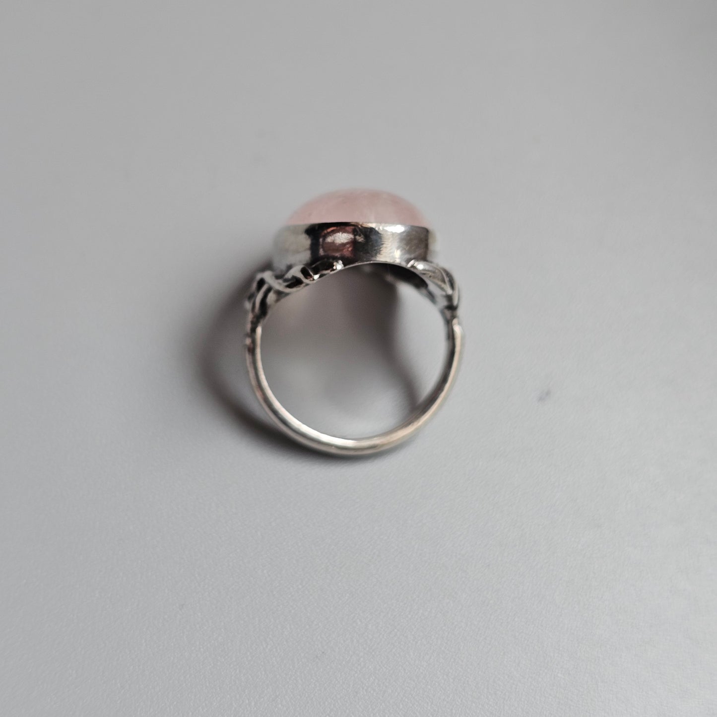 Vintage Arts and Crafts Style Sterling Silver Rose Quartz Celtic Ring