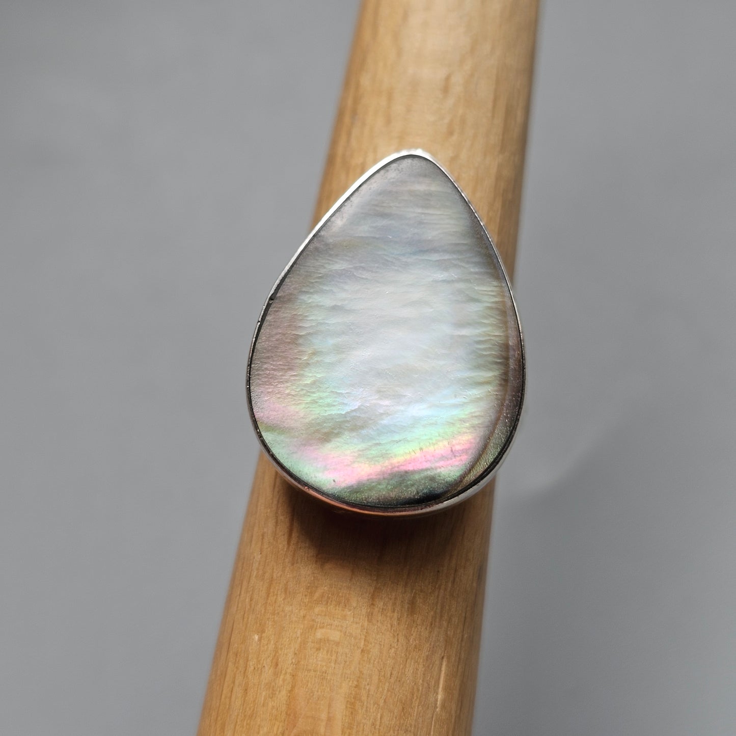Sterling Silver Mother of Pearl Teardrop Statement Ring